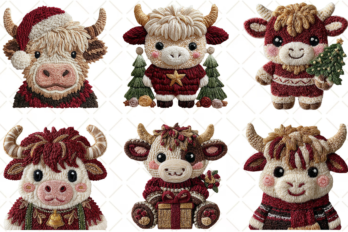 Crochet Christmas Highland Cow, an Illustration by Black Bird Studio (Photo 6 of 6)