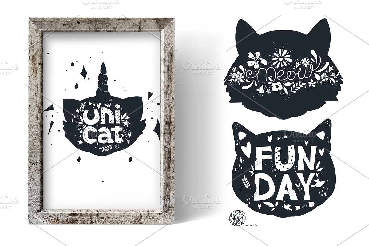 7 cat breed, lettering and pattern, a Texture Illustration by narinadraban (Photo 3 of 6)