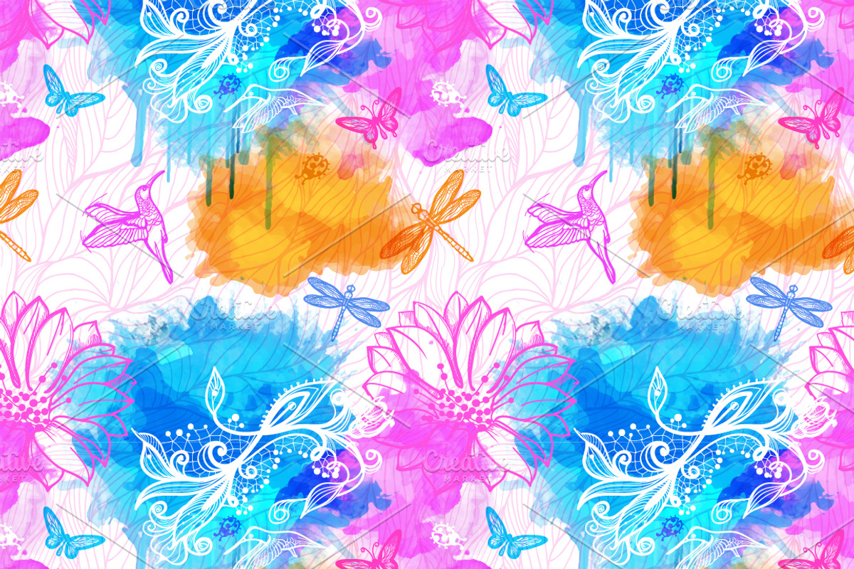 Seamless watercolor patterns, a Pattern Graphic by Vikpit (Photo 6 of 7)