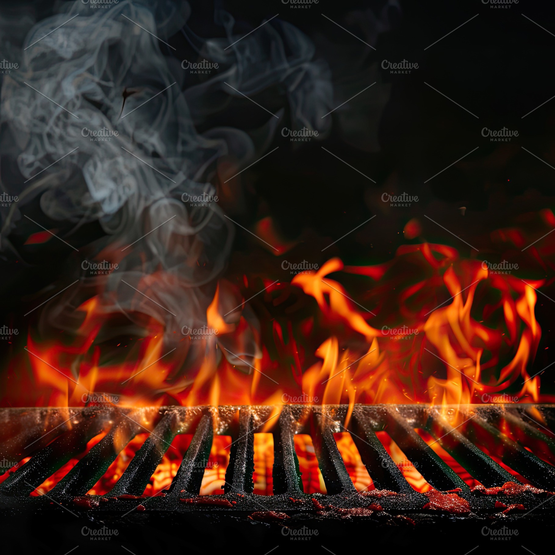Flaming grill background mockup, a Background Photo by Virgo Studio