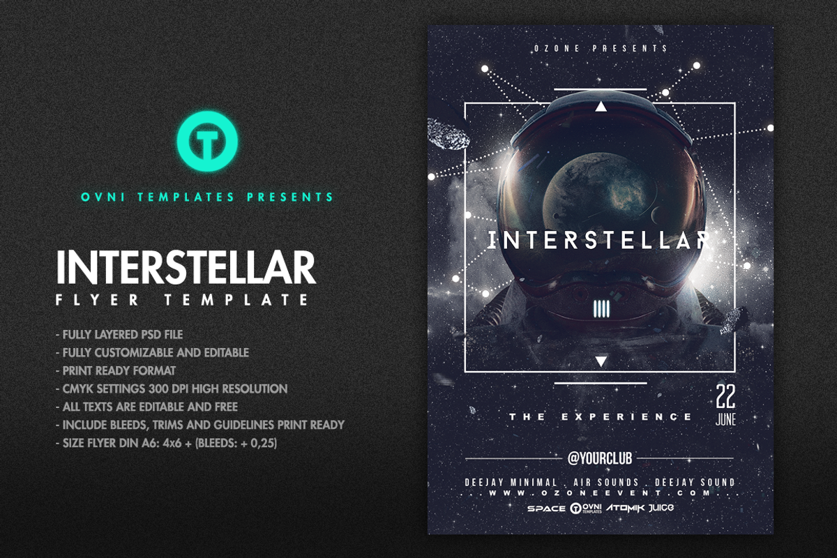 SPACE INTERSTELLAR Flyer Template, a Flyer Template by OVNI-TEMPLATES (Photo 1 of 4)