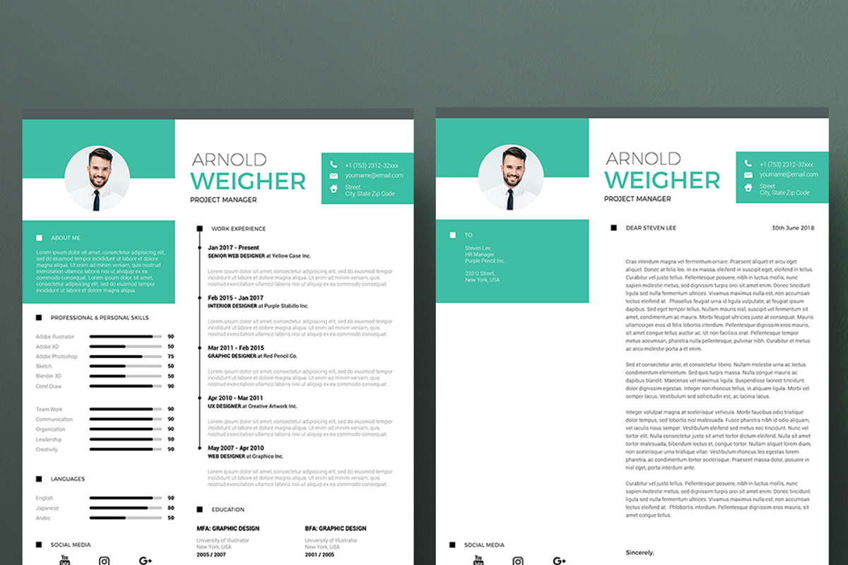 Modern Resume & CV Template, a Resume Template by Hito Graphic (Photo 3 of 8)