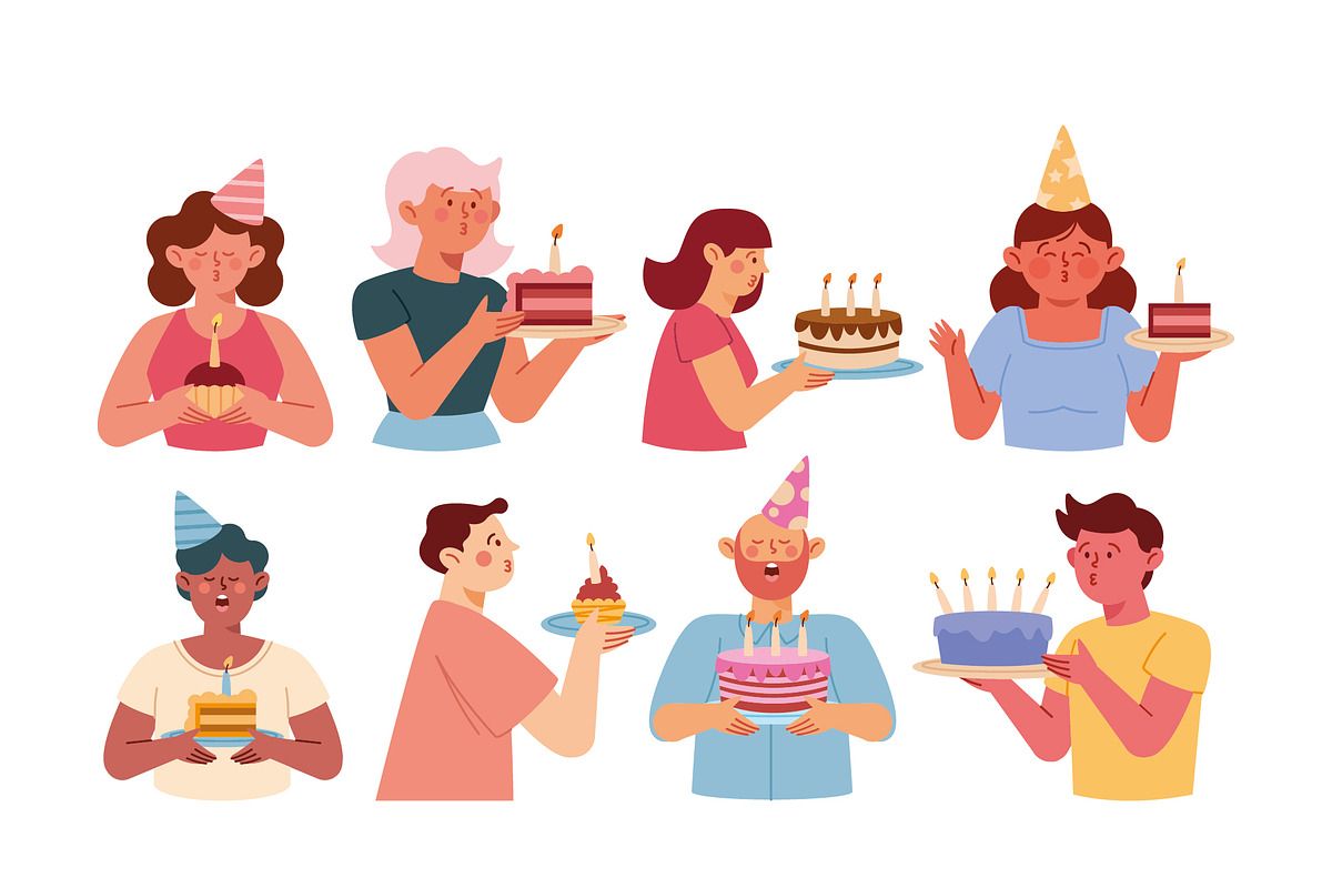 Birthday Celebration People Set