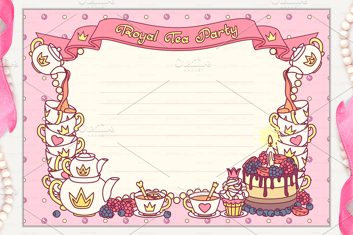 vector Royal Tea Party invitation, a Card Template by WINDmade