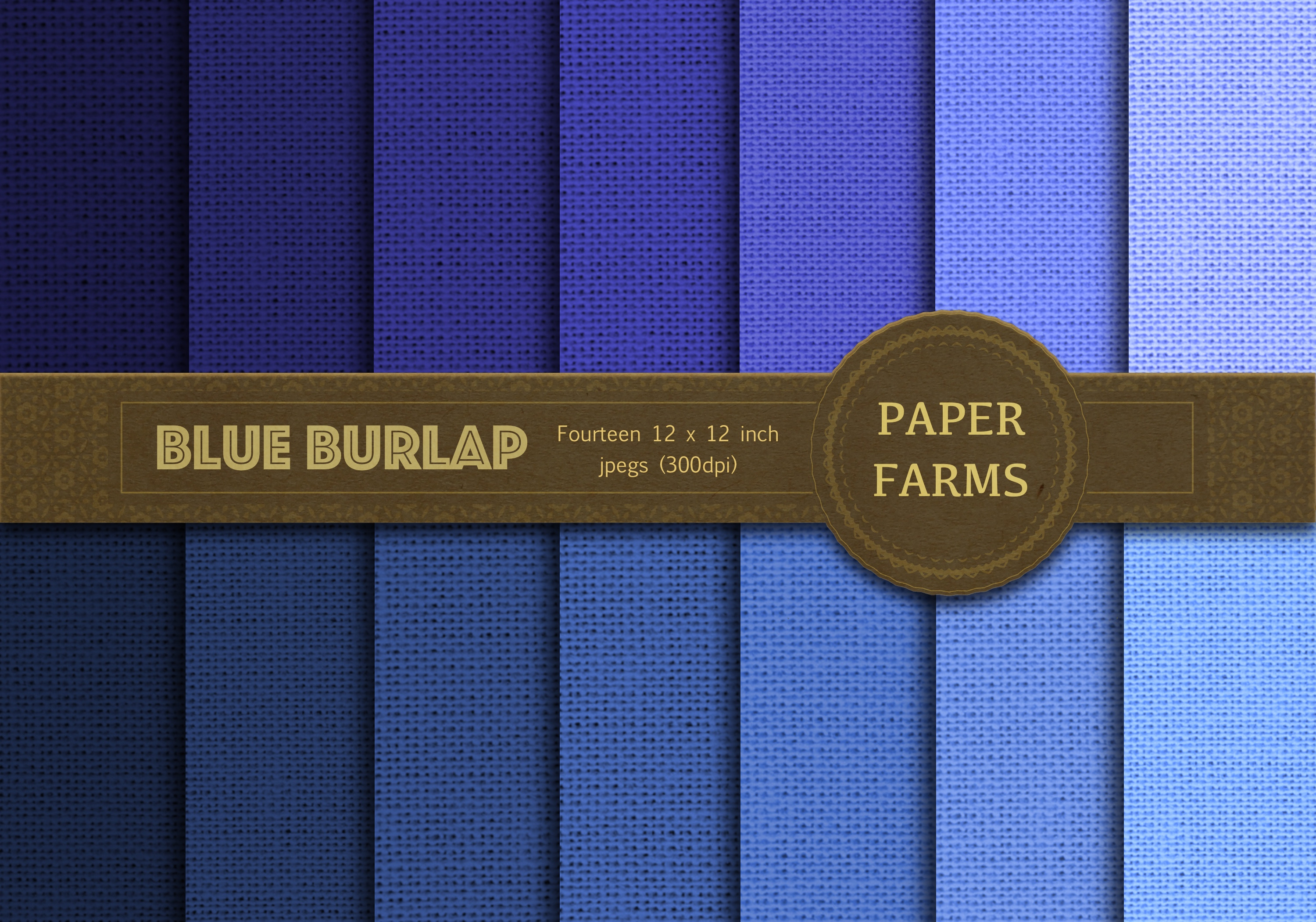 Blue Burlap digital paper pack, a Pattern Graphic by Paper Farms