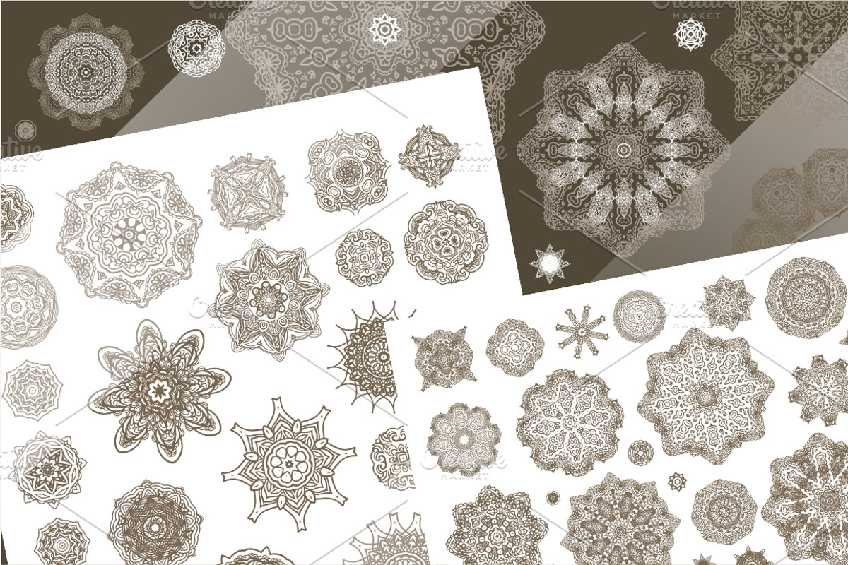 80 vector rosettes, snowflakes, a Decorative Illustration by Dainia