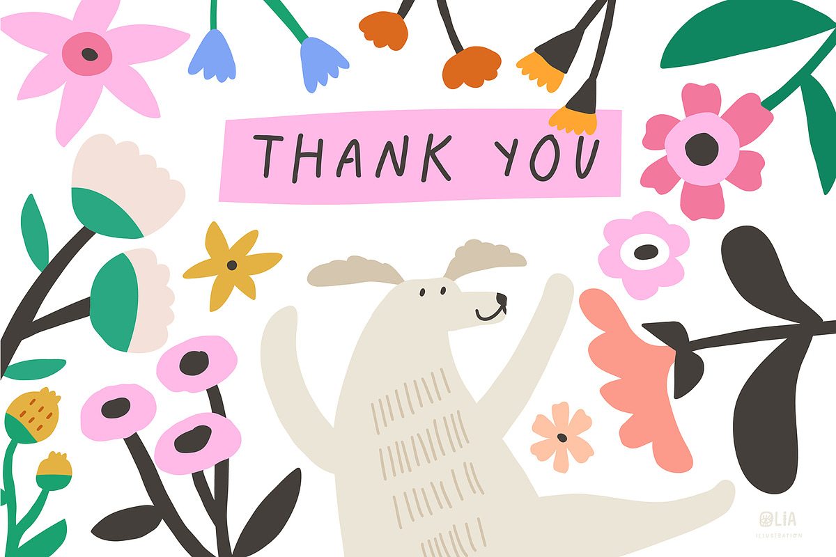 Dogs with flowers | 100% Hand drawn, an Animal Illustration by Olia (Photo 10 of 10)
