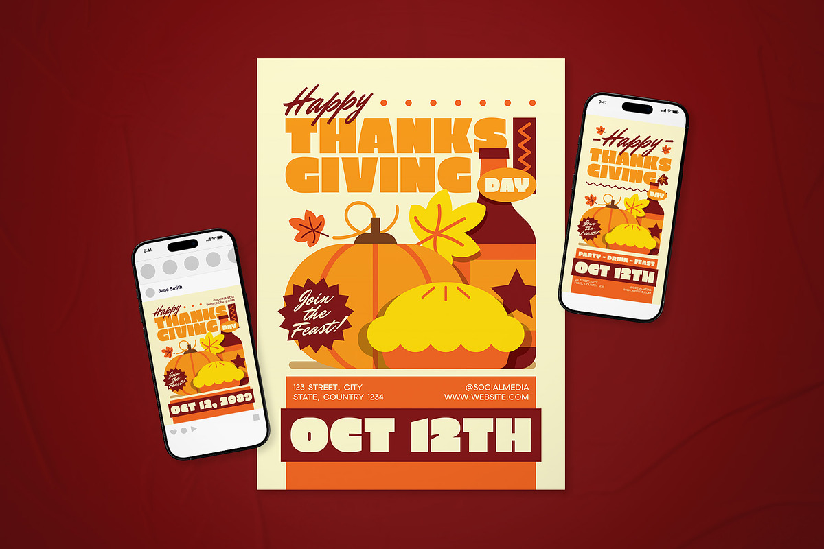 Thanksgiving Day Event Flyer Set, a Flyer Template by The Good Store (Photo 1 of 2)