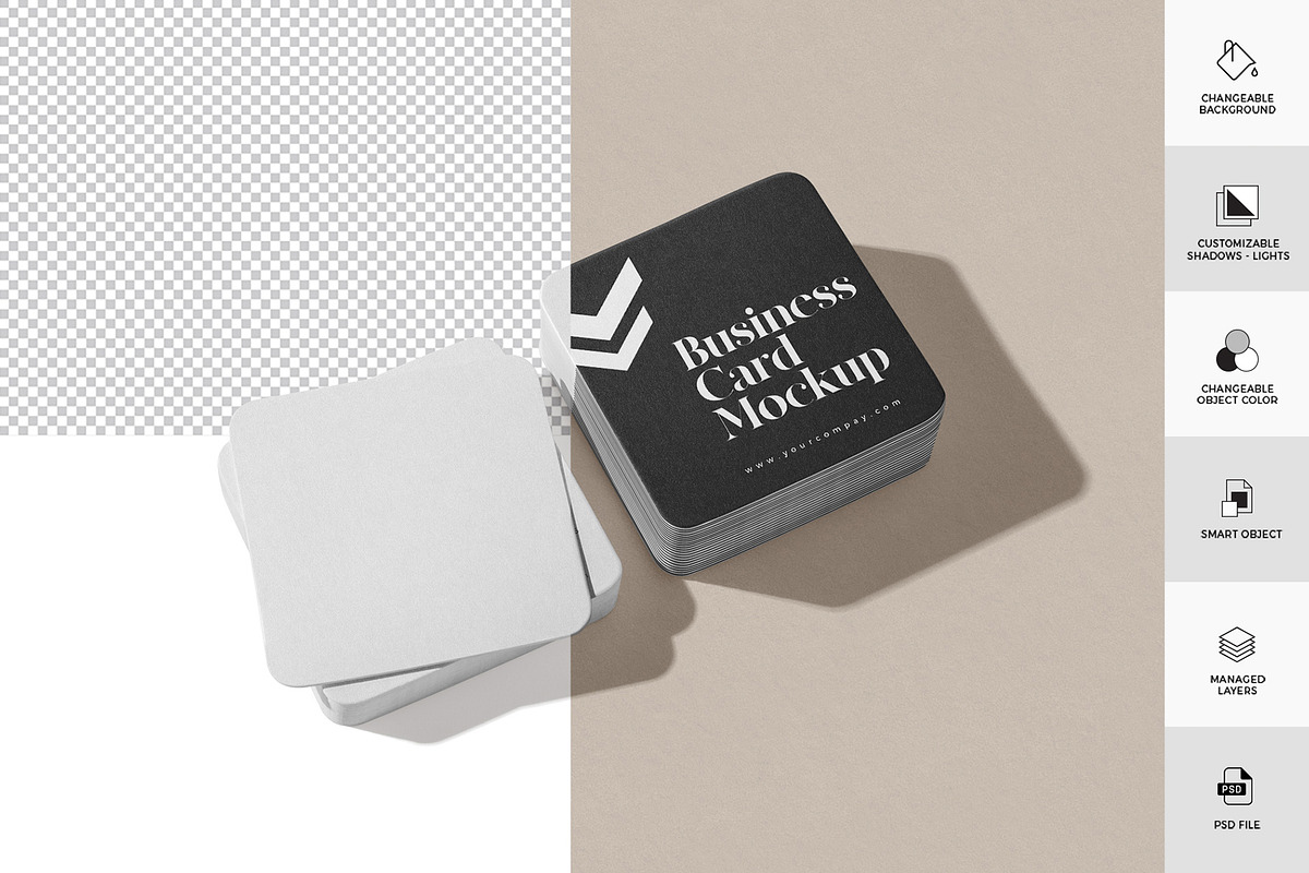 Square Business Card Mockup, a Product Mockup by ZippyPixels (Photo 2 of 7)