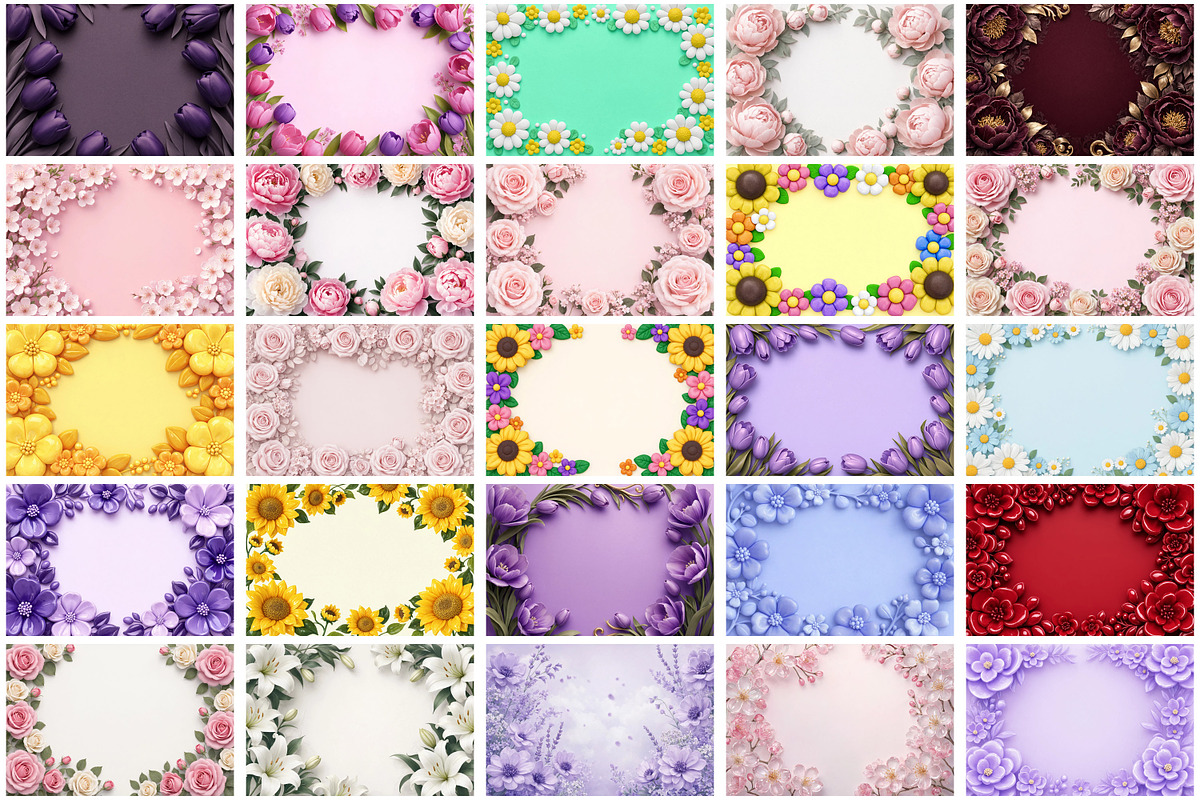 3D Flowers Border Background, a Background Graphic by Forhadx5 (Photo 3 of 9)
