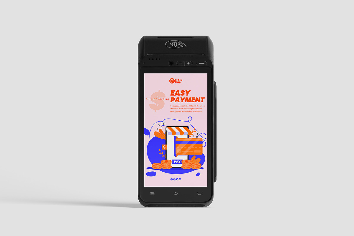 Pos terminal mockup 6 PSD, a Wearable Device Mockup by GraphicVil (Photo 7 of 9)