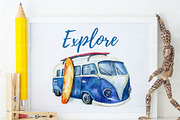 Watercolor travel & surfung set, a Transportation Illustration by Peace ART (Thumbnail 4 of 5)