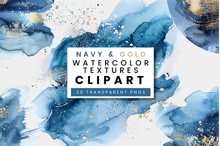 Navy and Gold Watercolor Texture, a Texture Illustration by ClipCraft