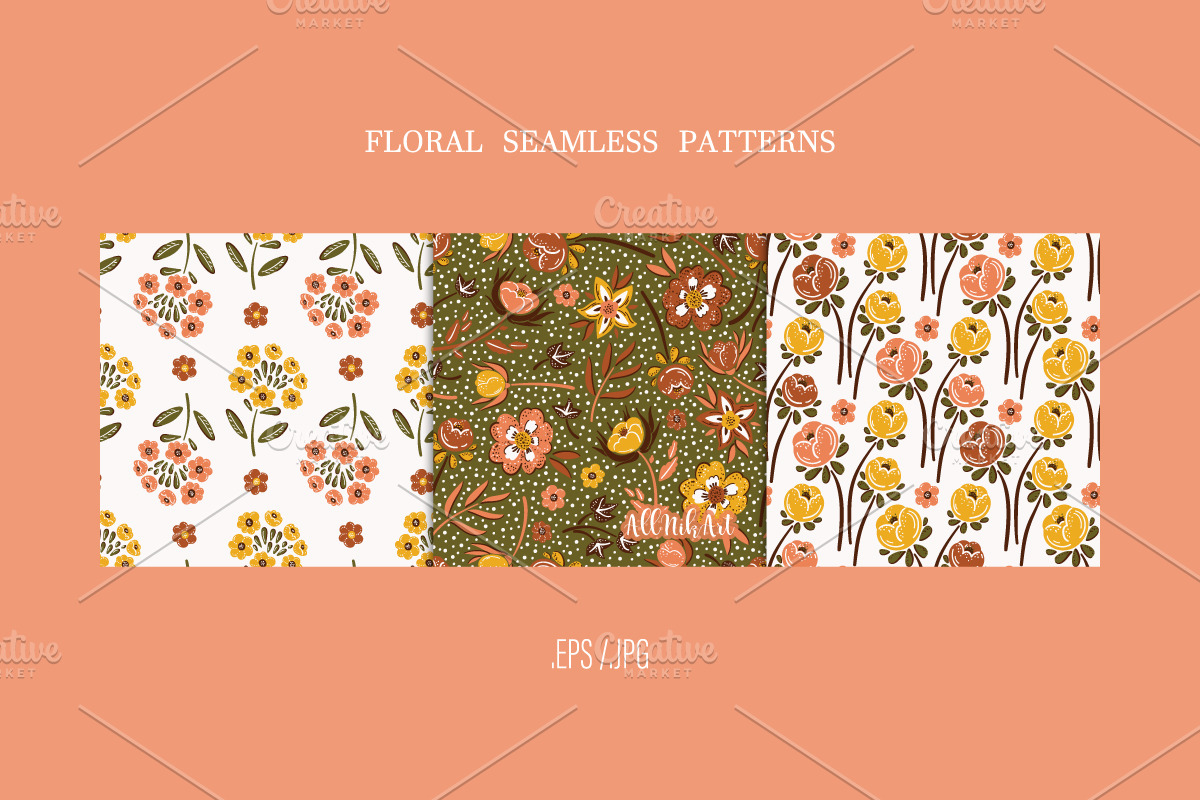 Autumn Wildflowers Digital Paper Set, a Pattern Graphic by AllNikArt (Photo 4 of 6)