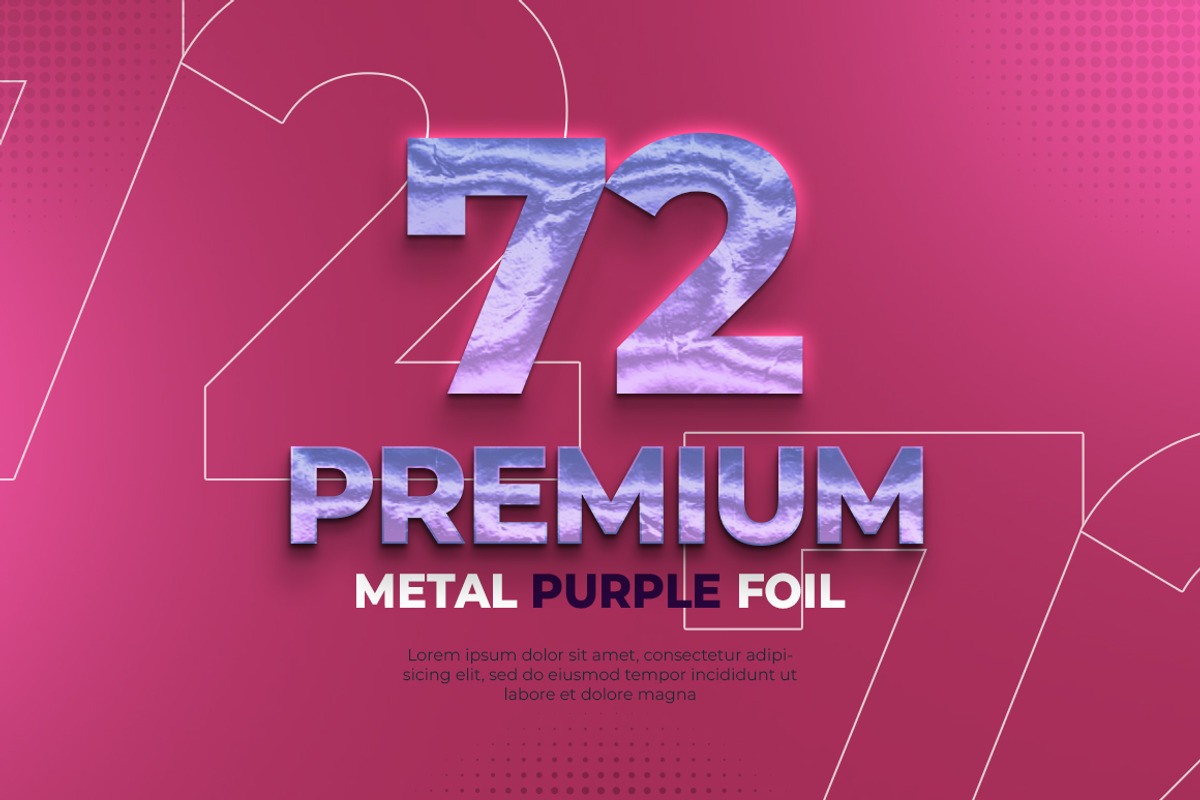 72 Premium Foil Purple Style, a Layer Style Add-On by yantodesign (Photo 6 of 7)