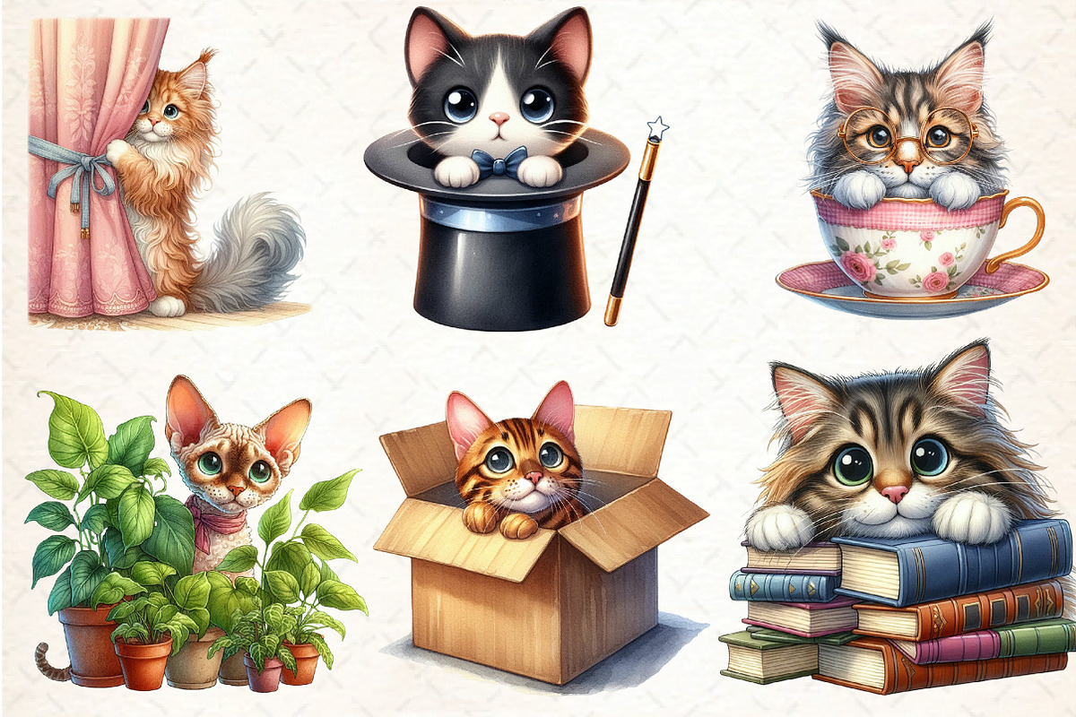 Peeking Cat Breed Clipart Bundle, an Illustration by DreamCafeArt (Photo 3 of 7)