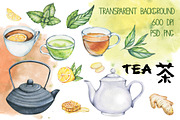 Watercolor Tea Set, a Food Illustration by Imaginasty (Thumbnail 2 of 4)