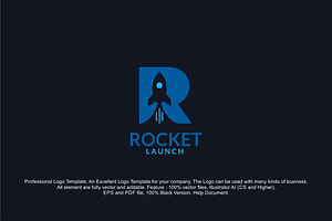 Letter R - Rocket Launch Logo