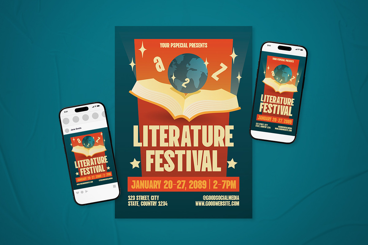 Literature Festival Event Flyer Set, a Flyer Template by The Good Store (Photo 1 of 2)