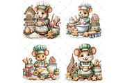 Christmas Mouse Baking Clipart JPG, a Seasonal Illustration by Memories By Lea (Thumbnail 3 of 17)