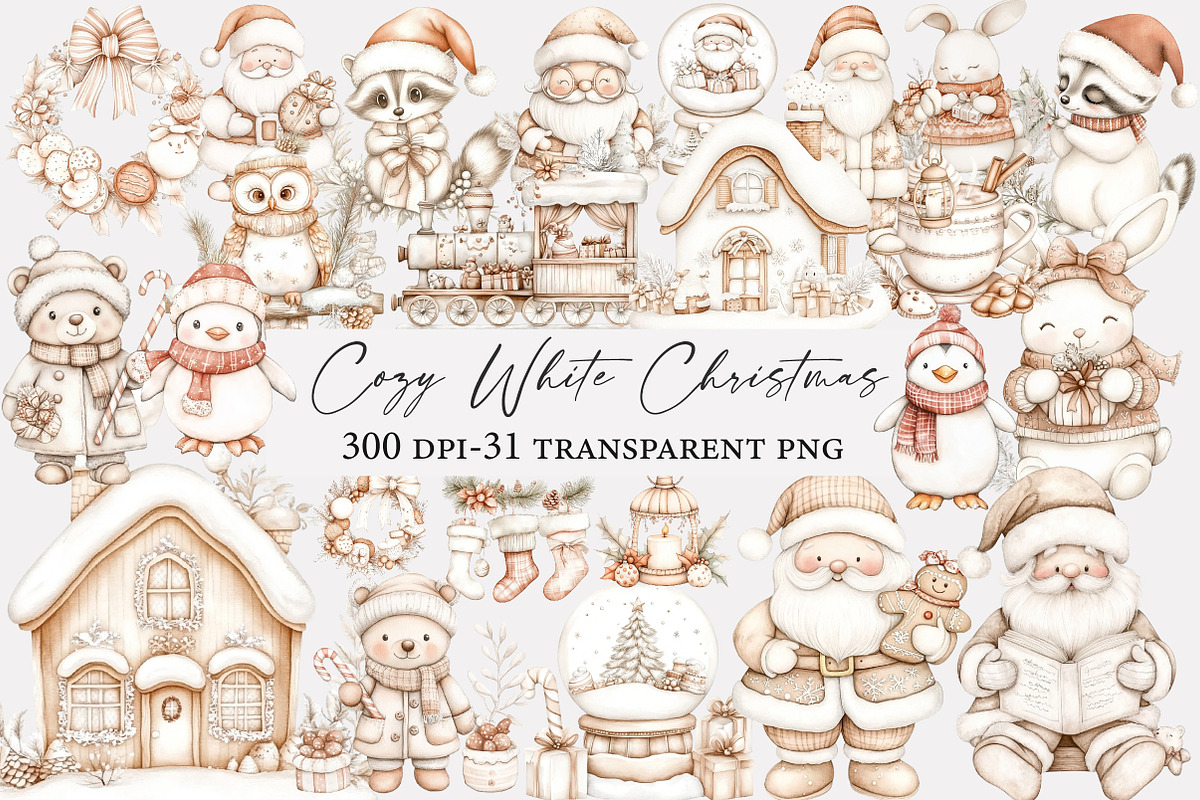 Cozy White Christmas Clipart, an Illustration by Designworld (Photo 1 of 5)