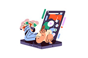 Social networks, media concepts set, a Technology Illustration by PaperTrident (Thumbnail 8 of 17)