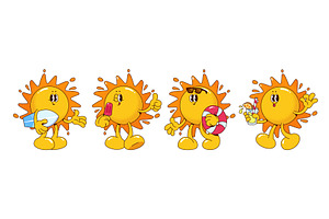 Retro sun mascot character in, an Illustration by art PVP - market