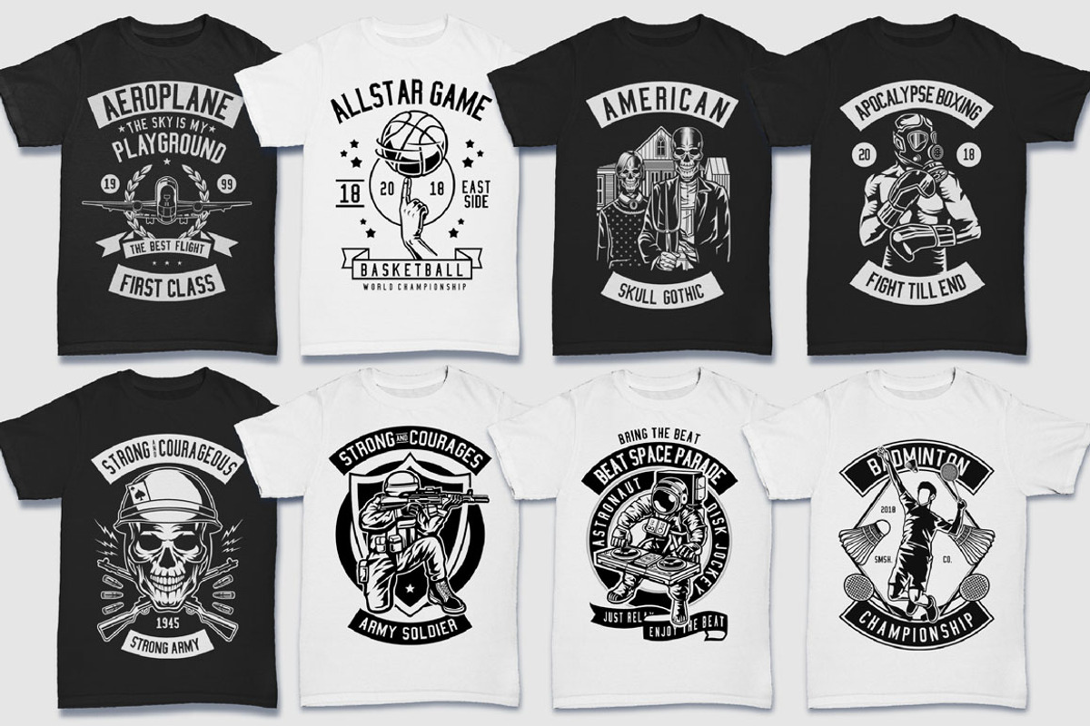 200 Vector Tshirt Designs ( B/W ), an Education Illustration by roach_graphic (Photo 3 of 27)