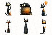Quirky Halloween Black Cat Clipart, an Illustration by OK Design (Thumbnail 4 of 5)