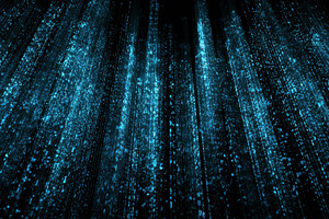 Bright blue lights move vertically, a Photo by Pavel_design