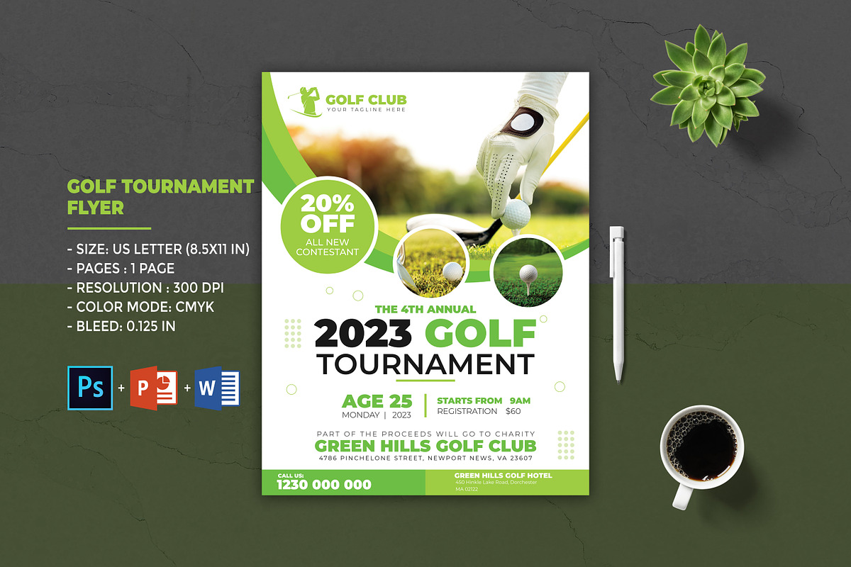 Golf Tournament Flyer Template, a Flyer Template by Designscozy (Photo 1 of 5)