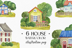 Watercolor country houses
