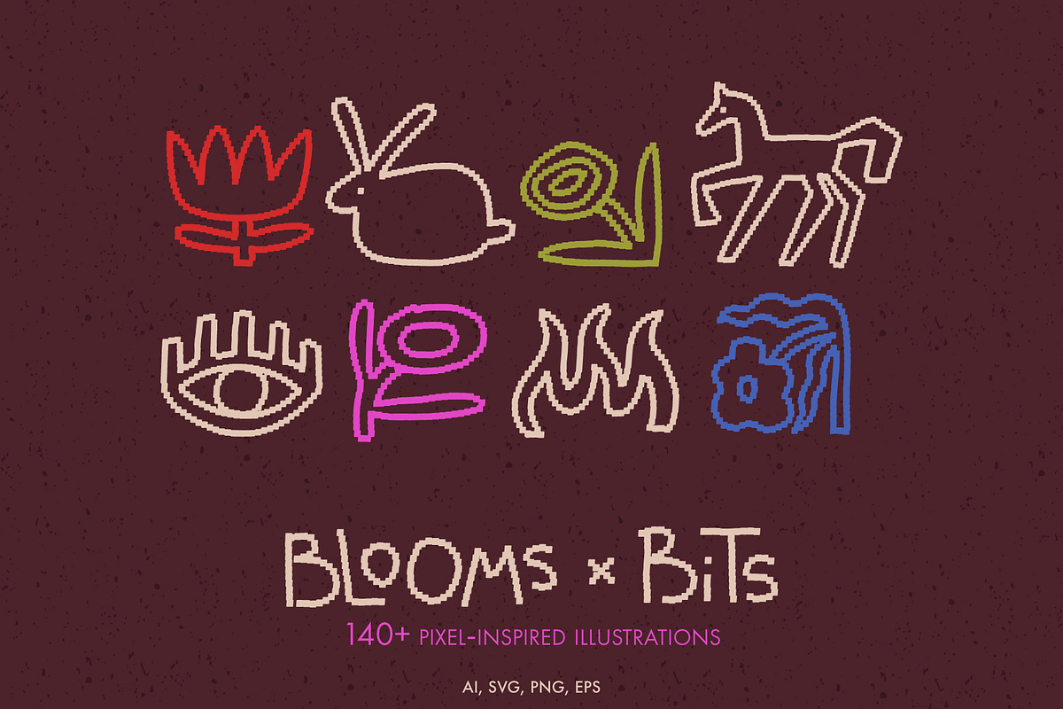 Blooms & Bits: Pixel-Inspired Art, an Object Illustration by Olly Kava (Photo 1 of 12)
