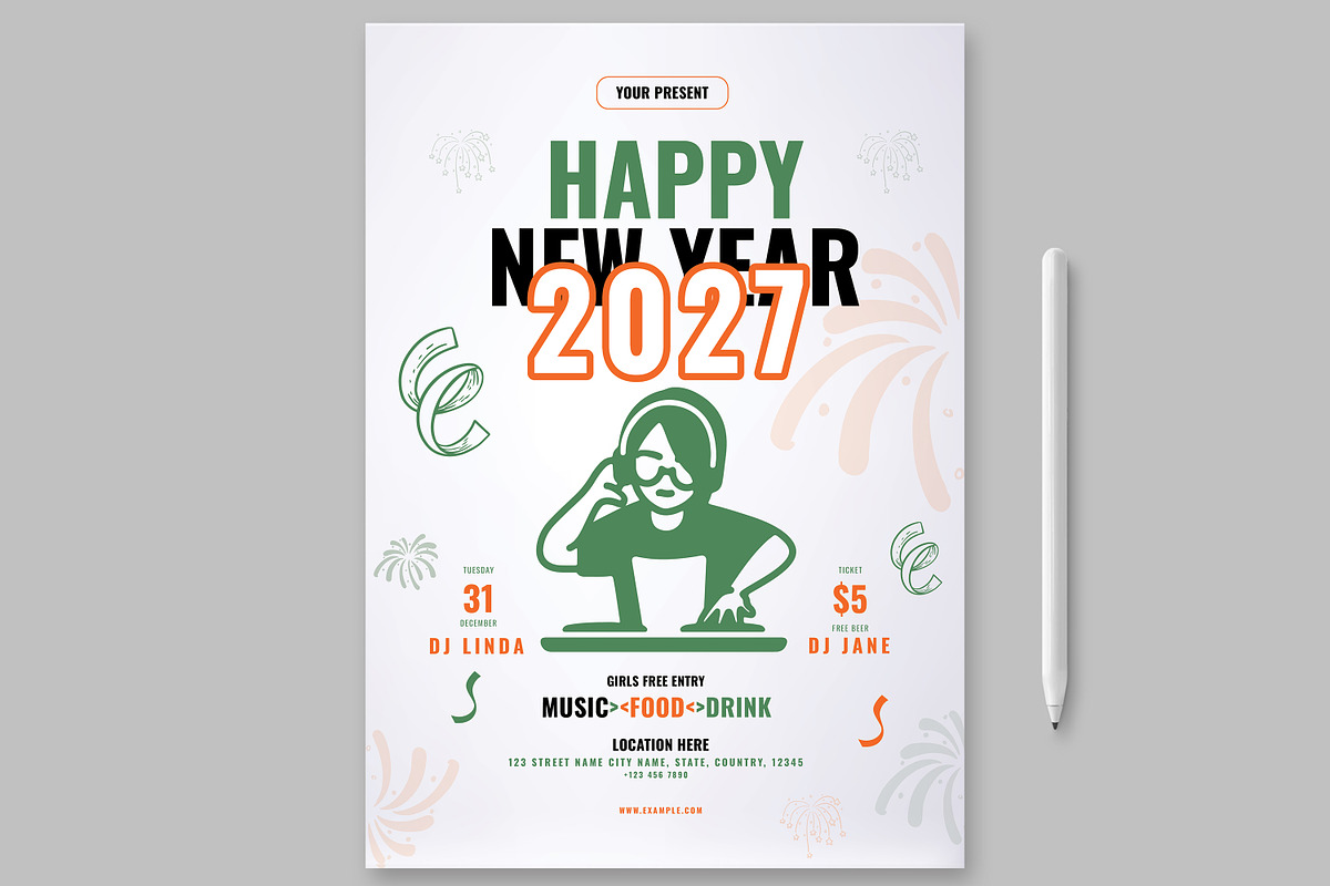 2027 Happy New Year Flyer, a Flyer Template by ContestDesign (Photo 3 of 3)