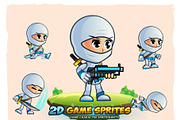 White Girl Ninja 2D Game Character S, an Illustration by DionArtworks (Thumbnail 1 of 3)
