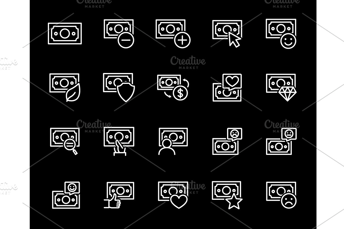 Money set line icon. Business and, an Object Illustration by GraphiShop