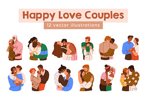 Happy love couples hugging set, a Person Illustration by Good Studio