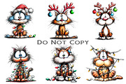 Whimsical Christmas Cats Clipart, an Illustration by Craft Nest (Thumbnail 2 of 7)