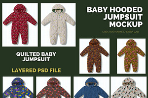 Baby Hooded Jumpsuit Mockup