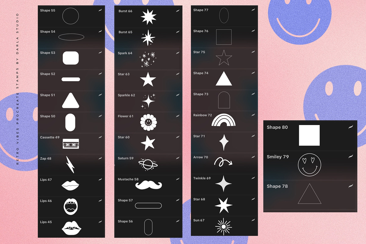 Retro Vibes Procreate Stamp Brush, a Brush Add-On by Darla Studio (Photo 10 of 11)