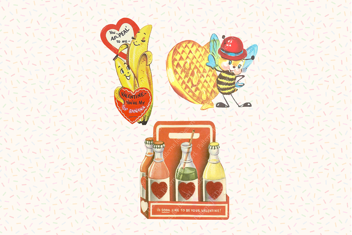 Retro Valentine's Day Clip Art, a Seasonal Illustration by Patterns for Dessert (Photo 6 of 6)