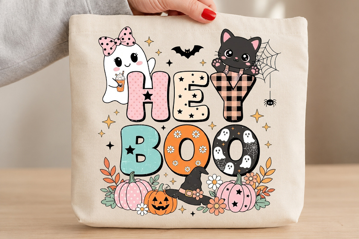 Hey Boo Retro Halloween PNG, a Seasonal Illustration by DreamCafeArt (Photo 3 of 7)