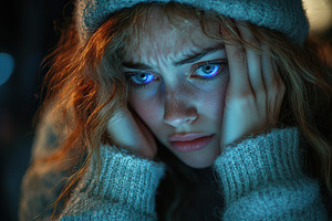Young woman expresses deep concern w, a Photo by Tanuart