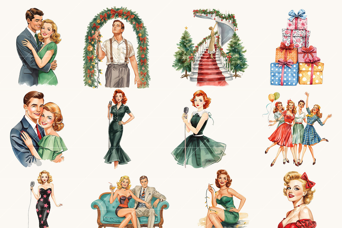Vintage Glamorous Christmas Party, a Seasonal Illustration by Design Scotch (Photo 3 of 8)
