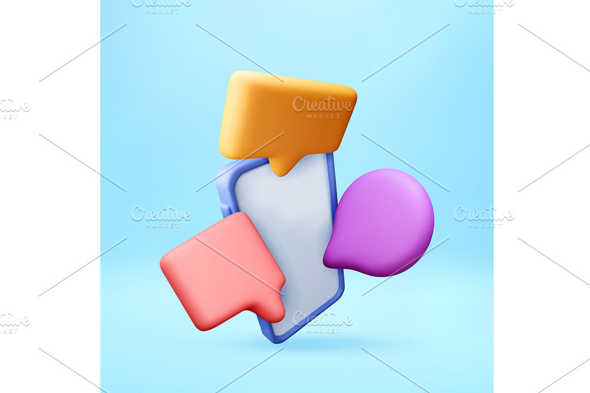 3D Mobile phone with social media, a Technology Illustration by Abscent