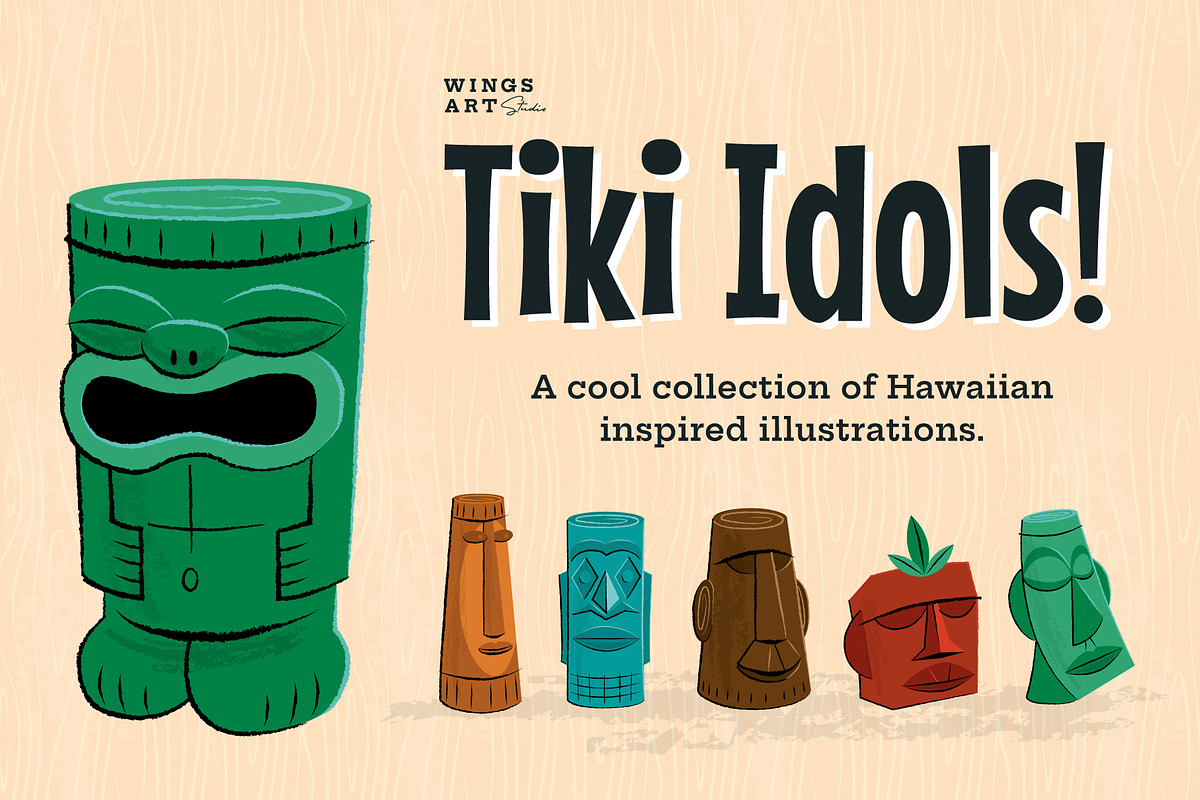 Tiki Idol Vector Illustrations, a Texture Illustration by Wingsart Studio (Photo 1 of 3)