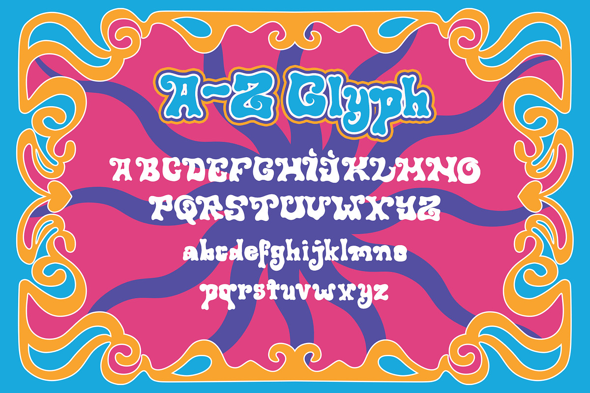 Retrowave Psychedelic Display Font, a Font by Dawnside Graphic (Photo 2 of 9)
