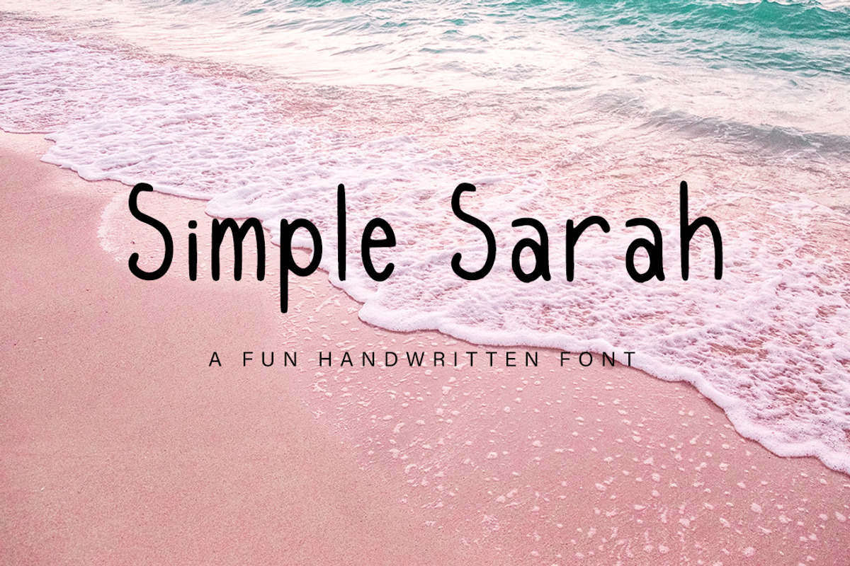 Simple Sarah Handwritten Font, a Font by Cherry Noir Design (Photo 1 of 3)