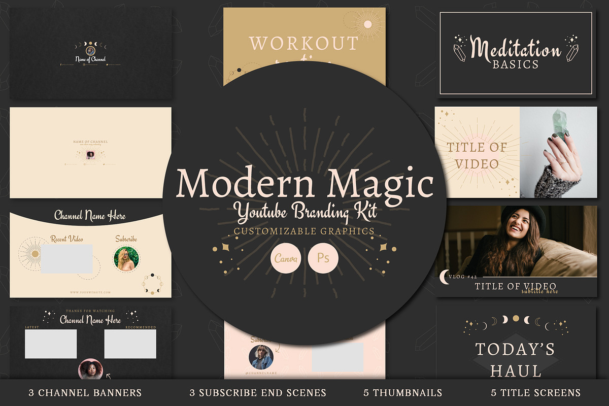 Youtube: Modern Magic Branding Kit, a Social Media Template by Liseno Designs (Photo 1 of 6)