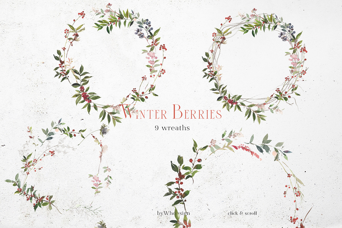 Winter Berries Christmas Watercolour, a Decorative Illustration by whiteheartdesign (Photo 3 of 14)